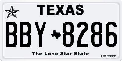 TX license plate BBY8286