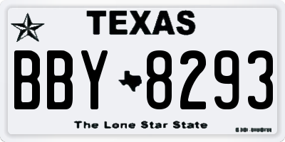 TX license plate BBY8293