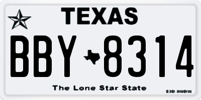 TX license plate BBY8314