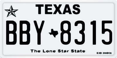 TX license plate BBY8315