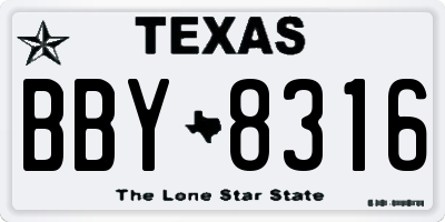 TX license plate BBY8316