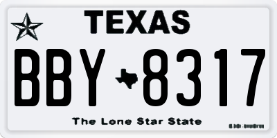 TX license plate BBY8317