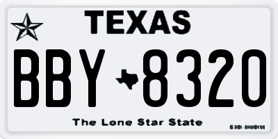 TX license plate BBY8320
