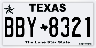 TX license plate BBY8321