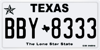 TX license plate BBY8333