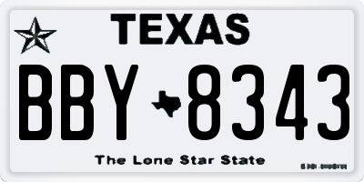 TX license plate BBY8343