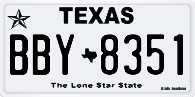 TX license plate BBY8351