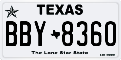 TX license plate BBY8360