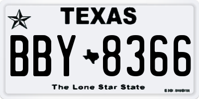 TX license plate BBY8366