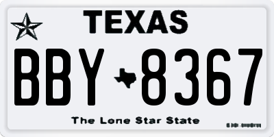 TX license plate BBY8367