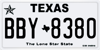 TX license plate BBY8380