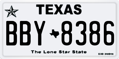 TX license plate BBY8386