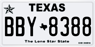 TX license plate BBY8388