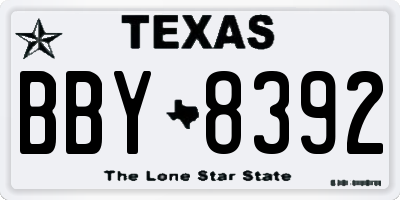 TX license plate BBY8392