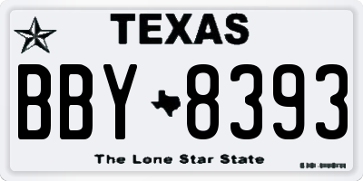 TX license plate BBY8393