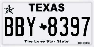 TX license plate BBY8397