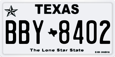 TX license plate BBY8402