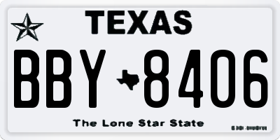 TX license plate BBY8406