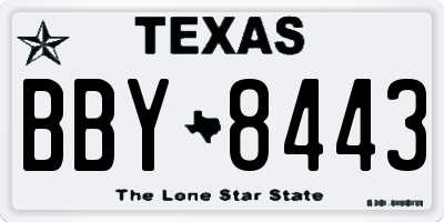 TX license plate BBY8443