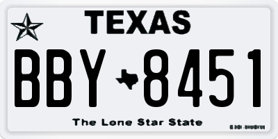 TX license plate BBY8451