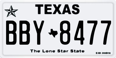 TX license plate BBY8477