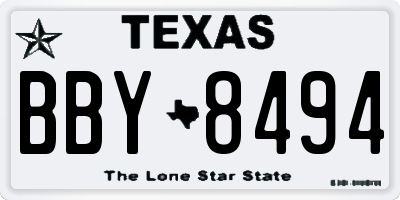 TX license plate BBY8494