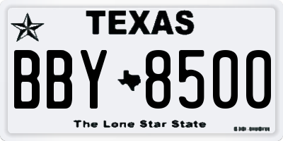 TX license plate BBY8500