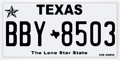 TX license plate BBY8503