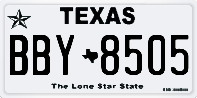 TX license plate BBY8505