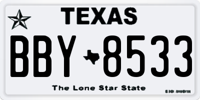 TX license plate BBY8533