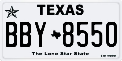 TX license plate BBY8550