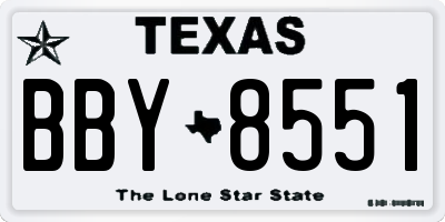 TX license plate BBY8551