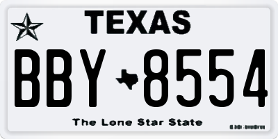 TX license plate BBY8554