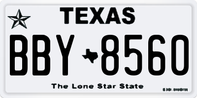 TX license plate BBY8560