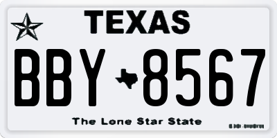 TX license plate BBY8567