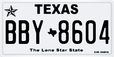 TX license plate BBY8604