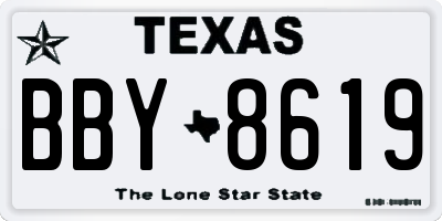 TX license plate BBY8619