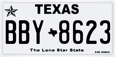TX license plate BBY8623