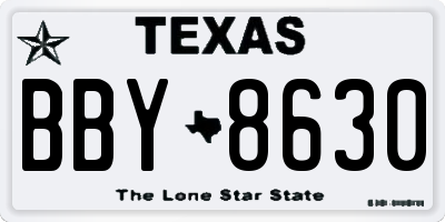 TX license plate BBY8630