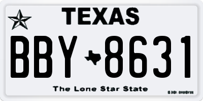 TX license plate BBY8631