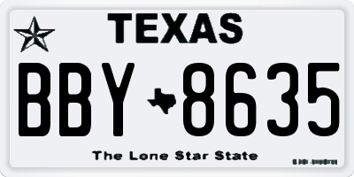 TX license plate BBY8635
