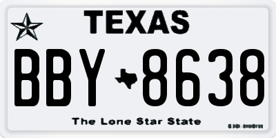 TX license plate BBY8638