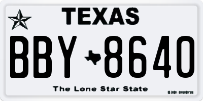 TX license plate BBY8640