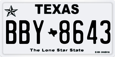 TX license plate BBY8643