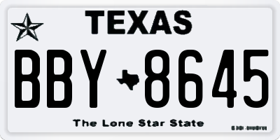 TX license plate BBY8645