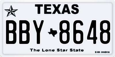 TX license plate BBY8648
