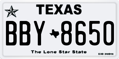 TX license plate BBY8650