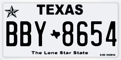 TX license plate BBY8654