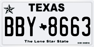 TX license plate BBY8663