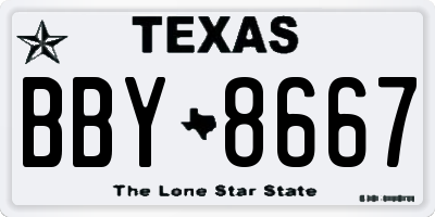 TX license plate BBY8667